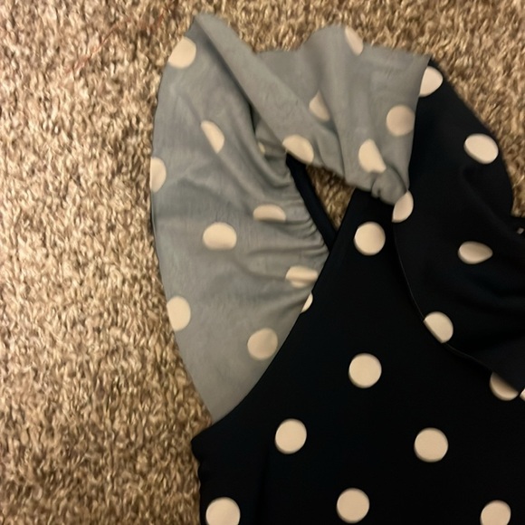 Carters girls Navy Polka Dot and ruffle one shoulder Swimsuit size 10 - Picture 7 of 8